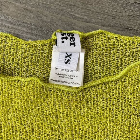 Tiger Mist Mesh Crop Top Sheer Chartreuse Green Party Club - Picture 3 of 9